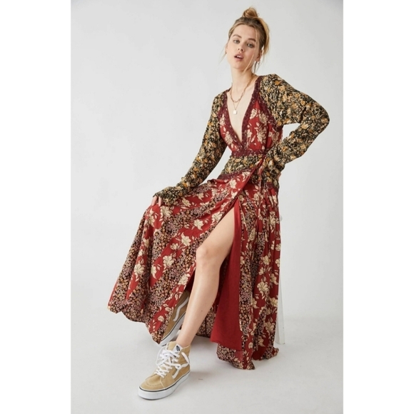 Free People Tilda Wrap Dress in Neutral Combo - Picture 9 of 11